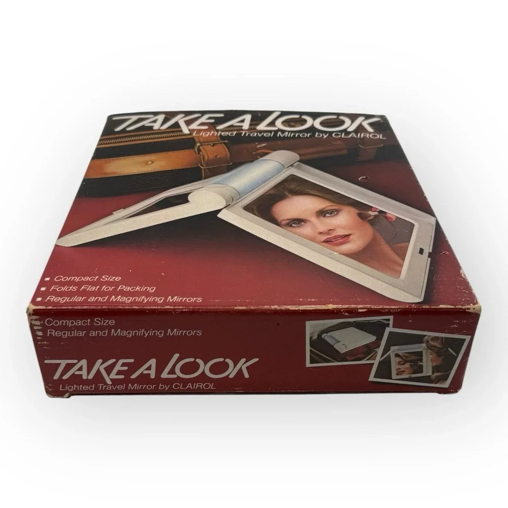 Clairol Take A Look Lighted Vanity Travel Mirror TM-1 1979 Make-Up Retro Vintage