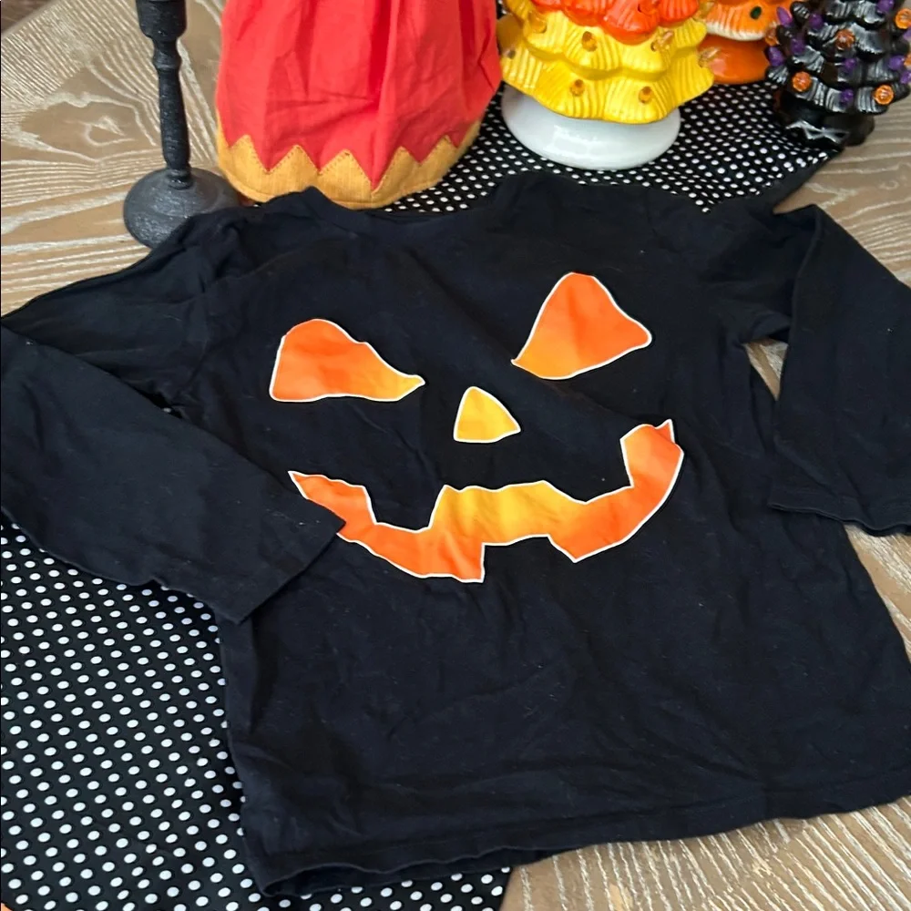 The Children's Place Black and Orange Pumpkin Long Sleeve Tee