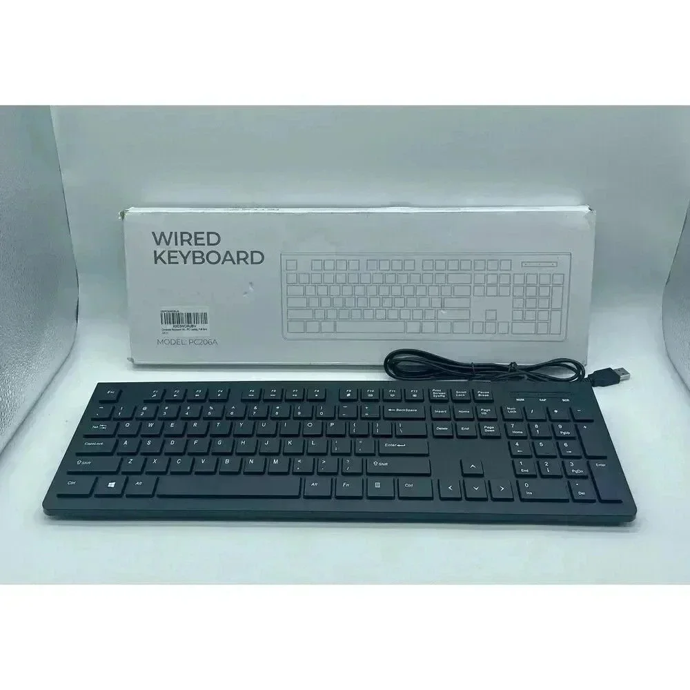 Computer Keyboard Wired Plug‎ Play USB Keyboard Low Profile Chiclet Keys Large