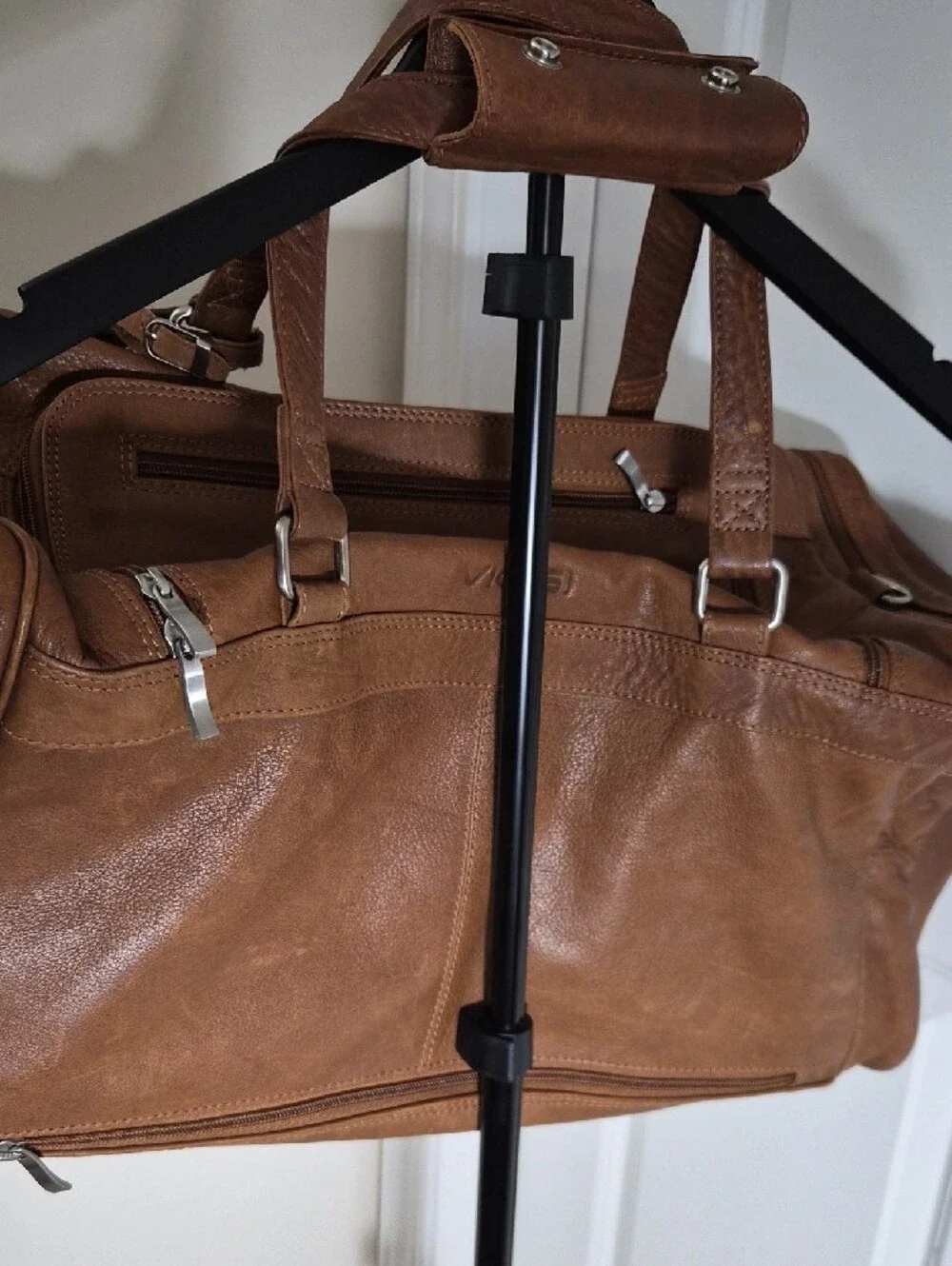 Viosi Piel Leather Duffel Bag with Multiple Pockets Front, Side, Back & Bottom