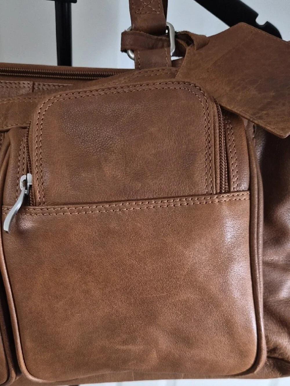 Viosi Piel Leather Duffel Bag with Multiple Pockets Front, Side, Back & Bottom