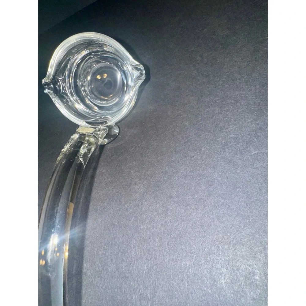 Vintage Hand Blown Ladle Made in Romania Curved Handle Double Spout