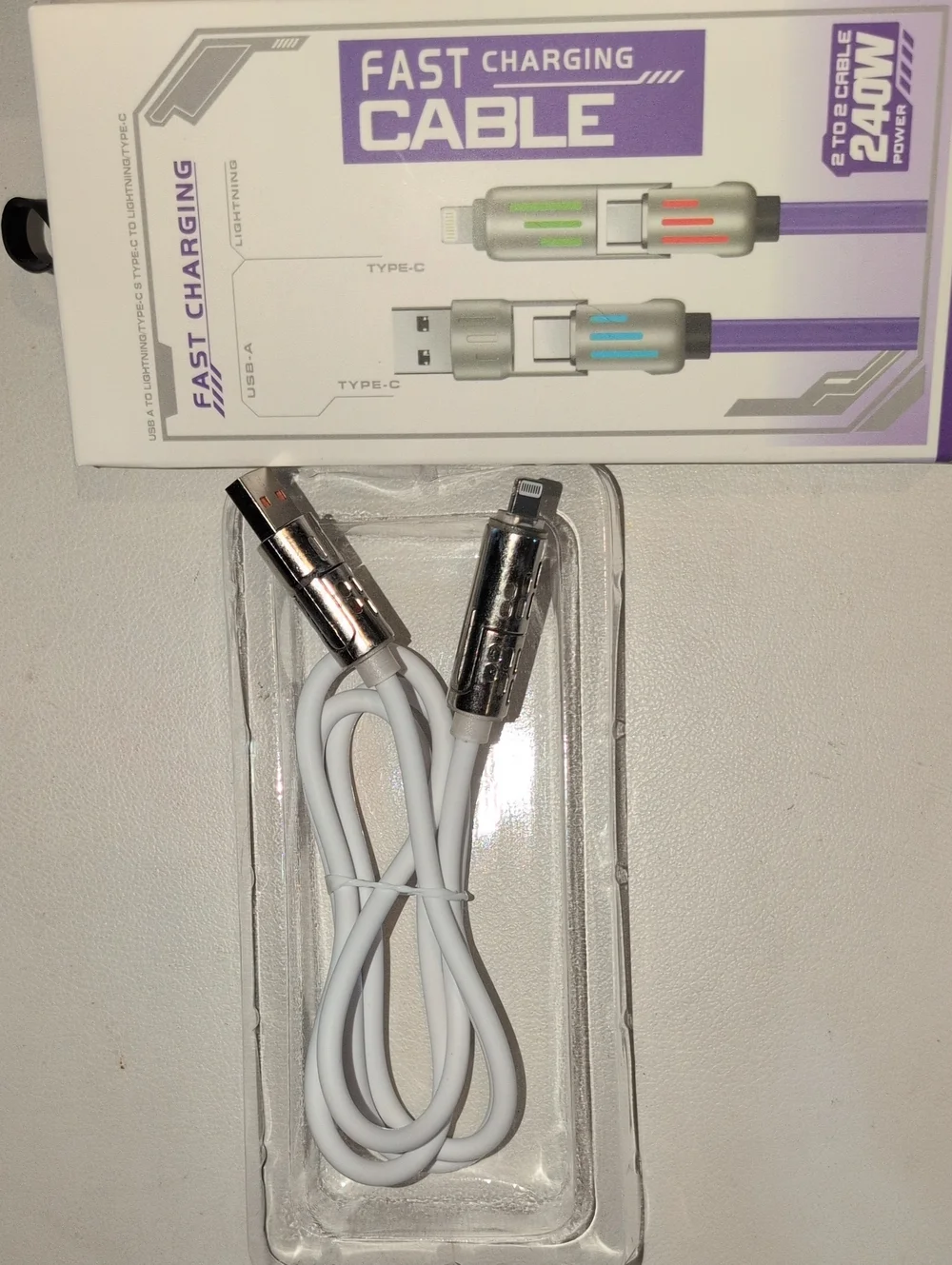 Fast Charging White USB Cable - USB- A - For iPhones