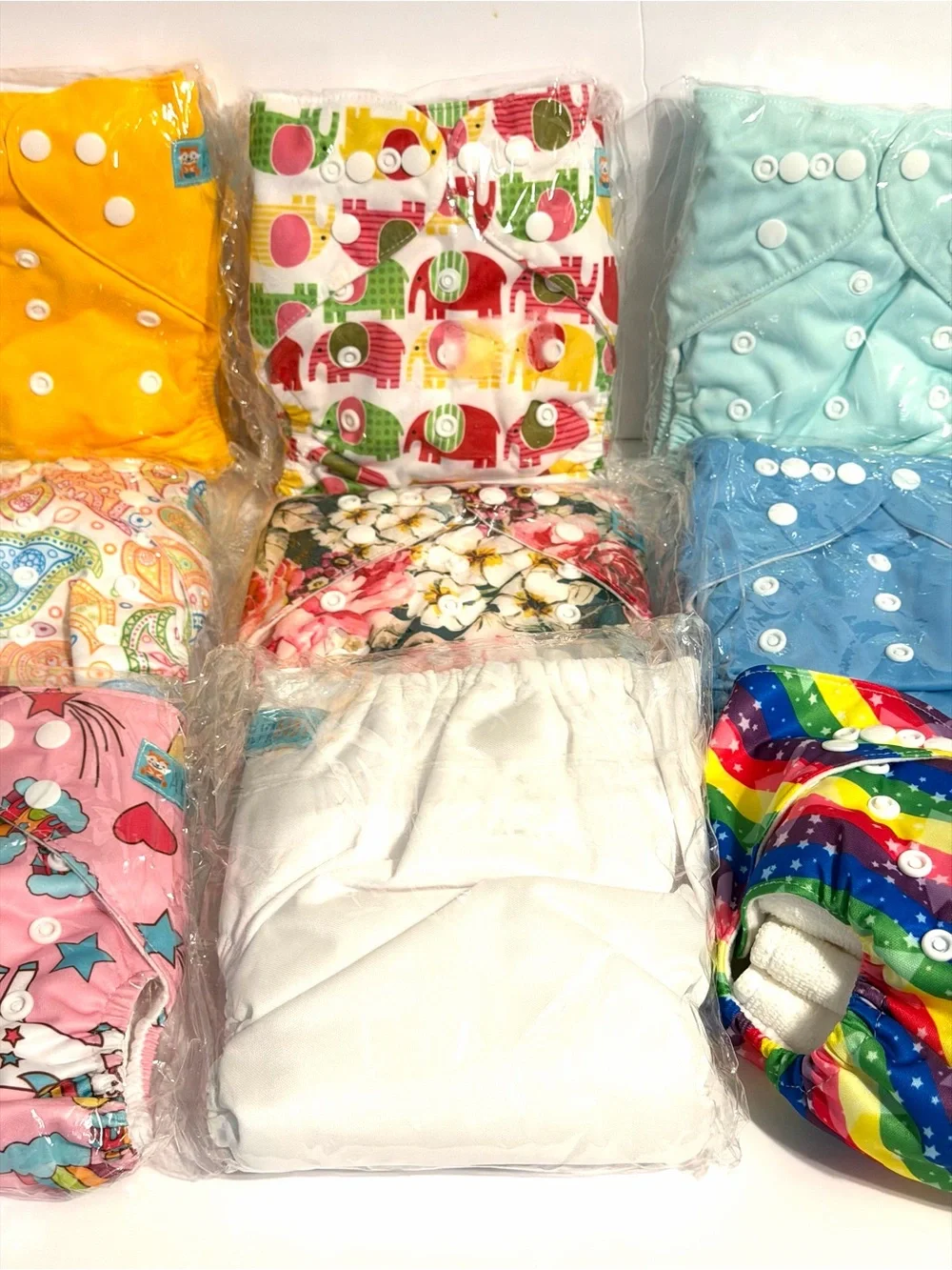 Alva Baby Set of 9 Colorful Assorted Kids Cloth Diaper Covers with Diapers NWOT