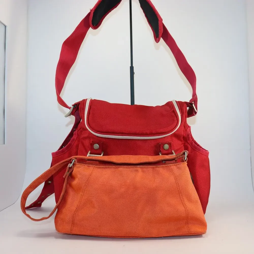 Loom Diaper‎ Bag – Red with Detachable Orange Pouch and Changing Pad