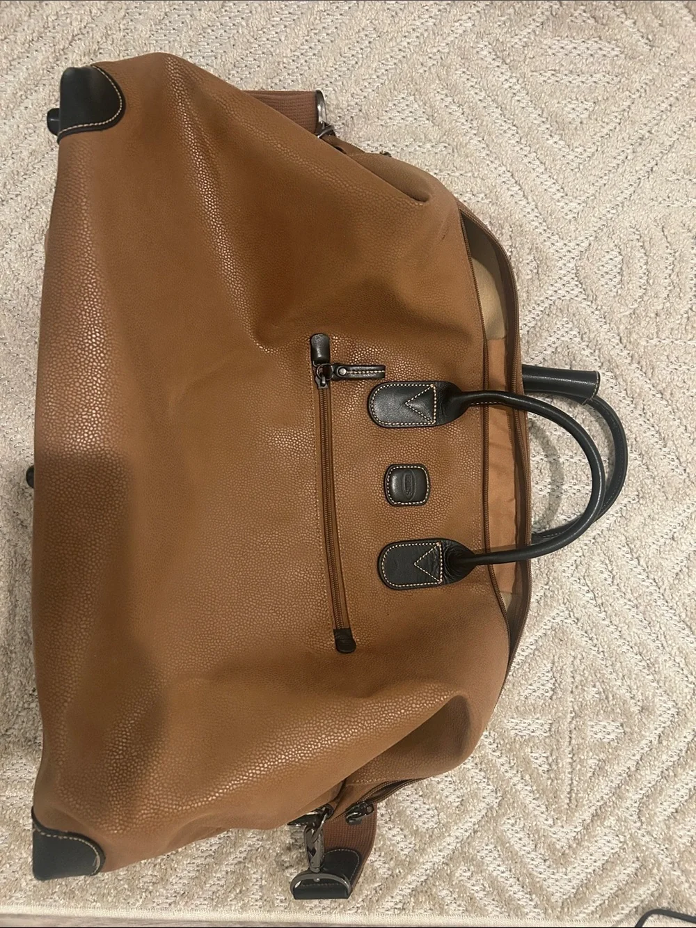 Bric's Tan and Brown 21” Pebbled Leather Duffel Bag