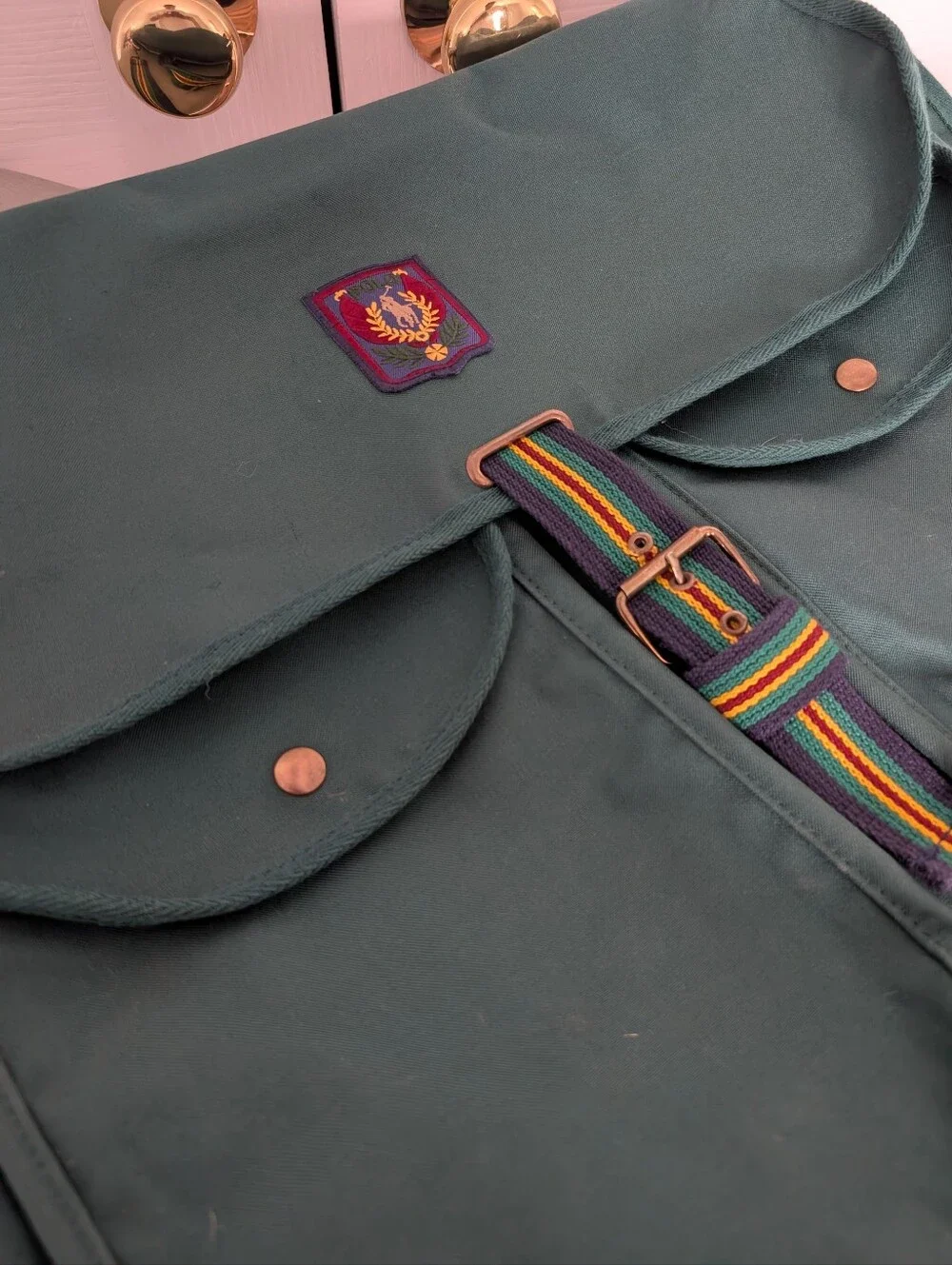 Vintage Ralph Lauren Dark Green Garment Bag With Chain/Hook Rare!
