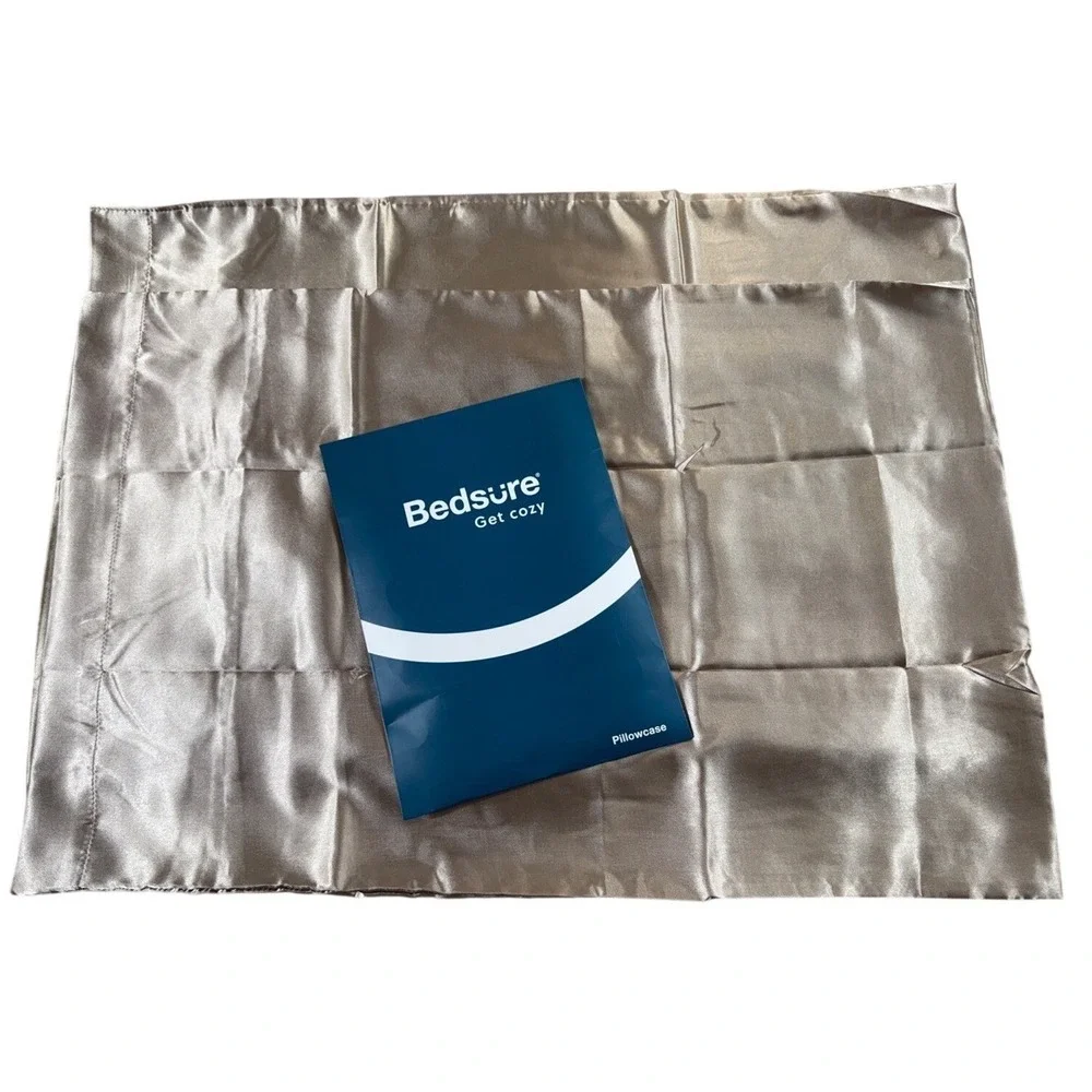 Bedsure Satin Pillowcases Queen Set of 2 Taupe Envelope Closure Polyester‎ Silk