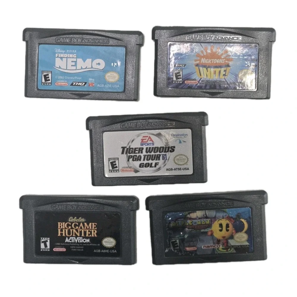 Nintendo‎ Game Boy Advance Lot 5 Games Finding Nemo Ms Pac-Man Tiger Woods GBA