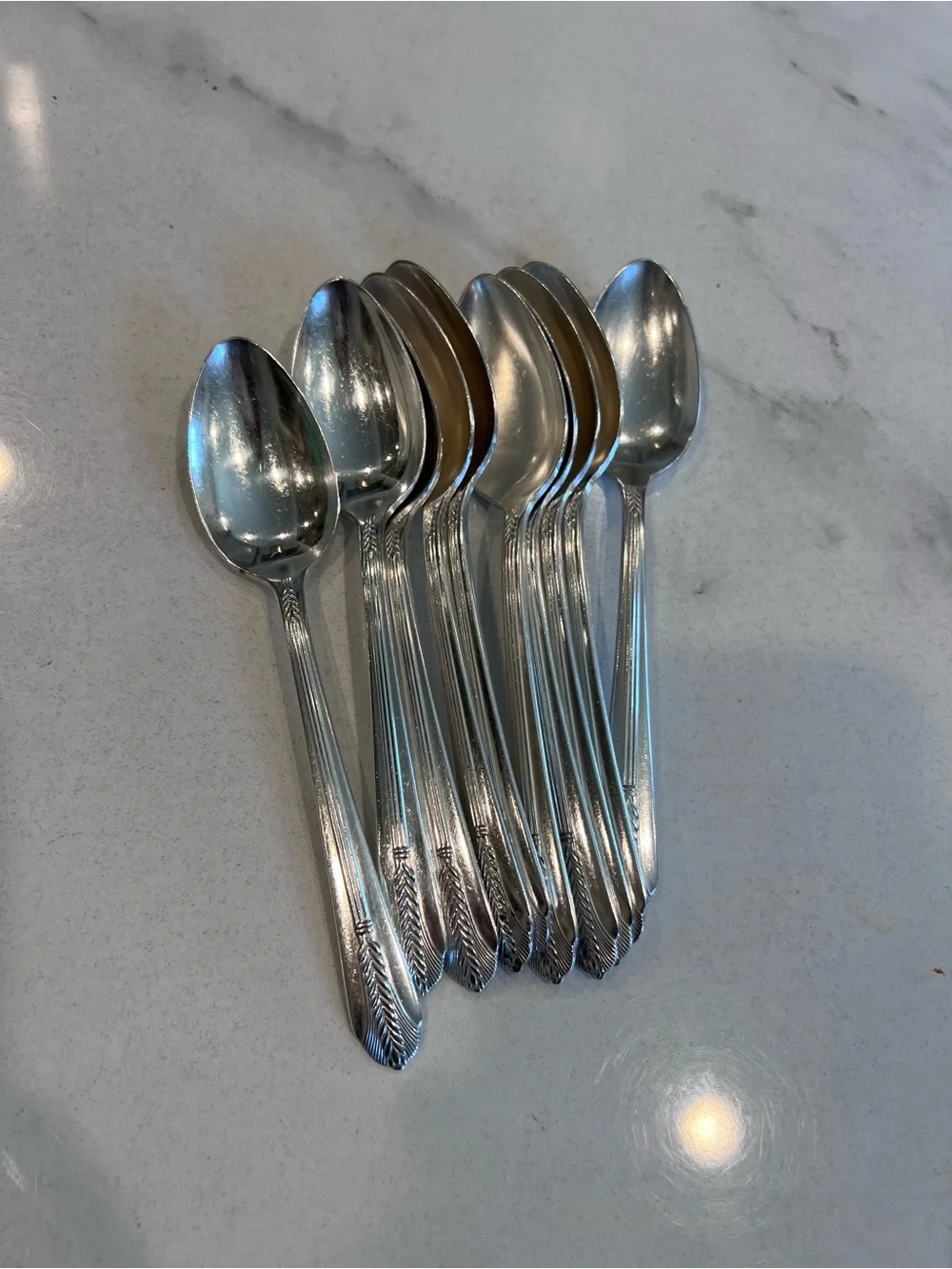 WM Rogers 1939 Allure Silverware 10 Teaspoons, Art Deco