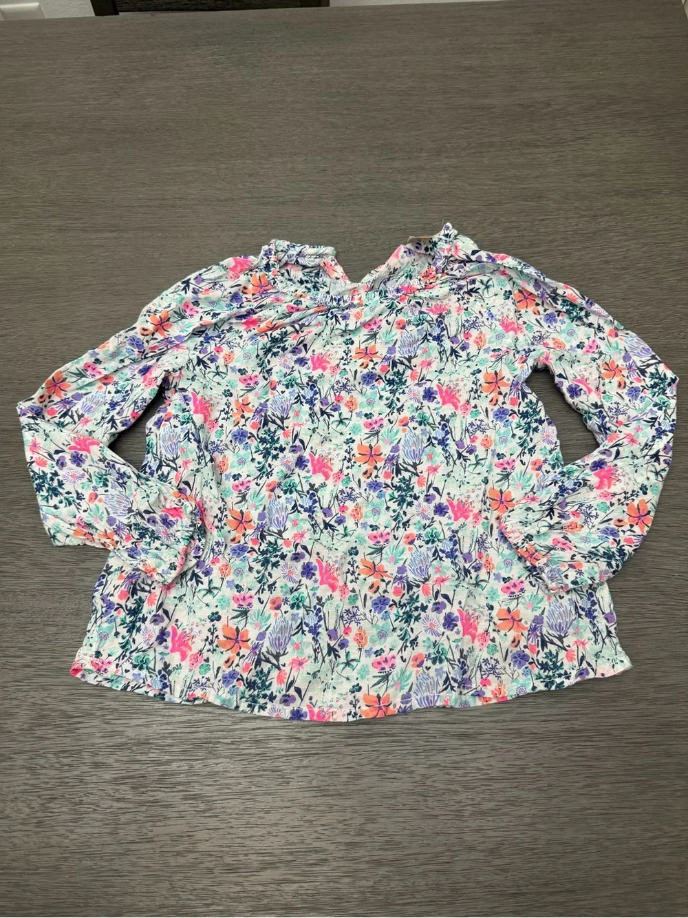 OshKosh B'gosh White Floral Ruffle-Neck Blouse