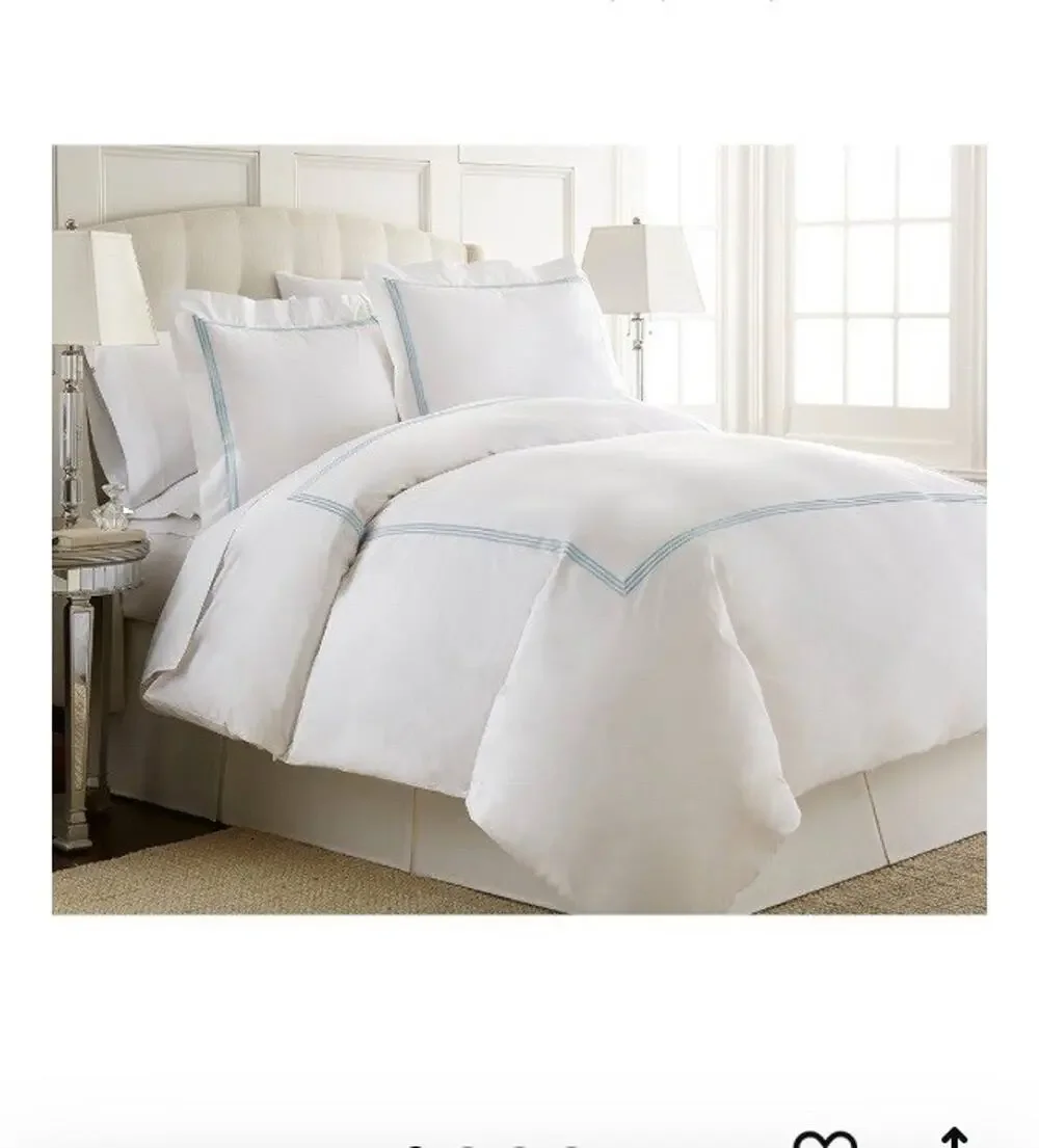 Austin Horn-Luxury Cotton Duvet Set blue embroidery/white cotton-Queen Cp. $150