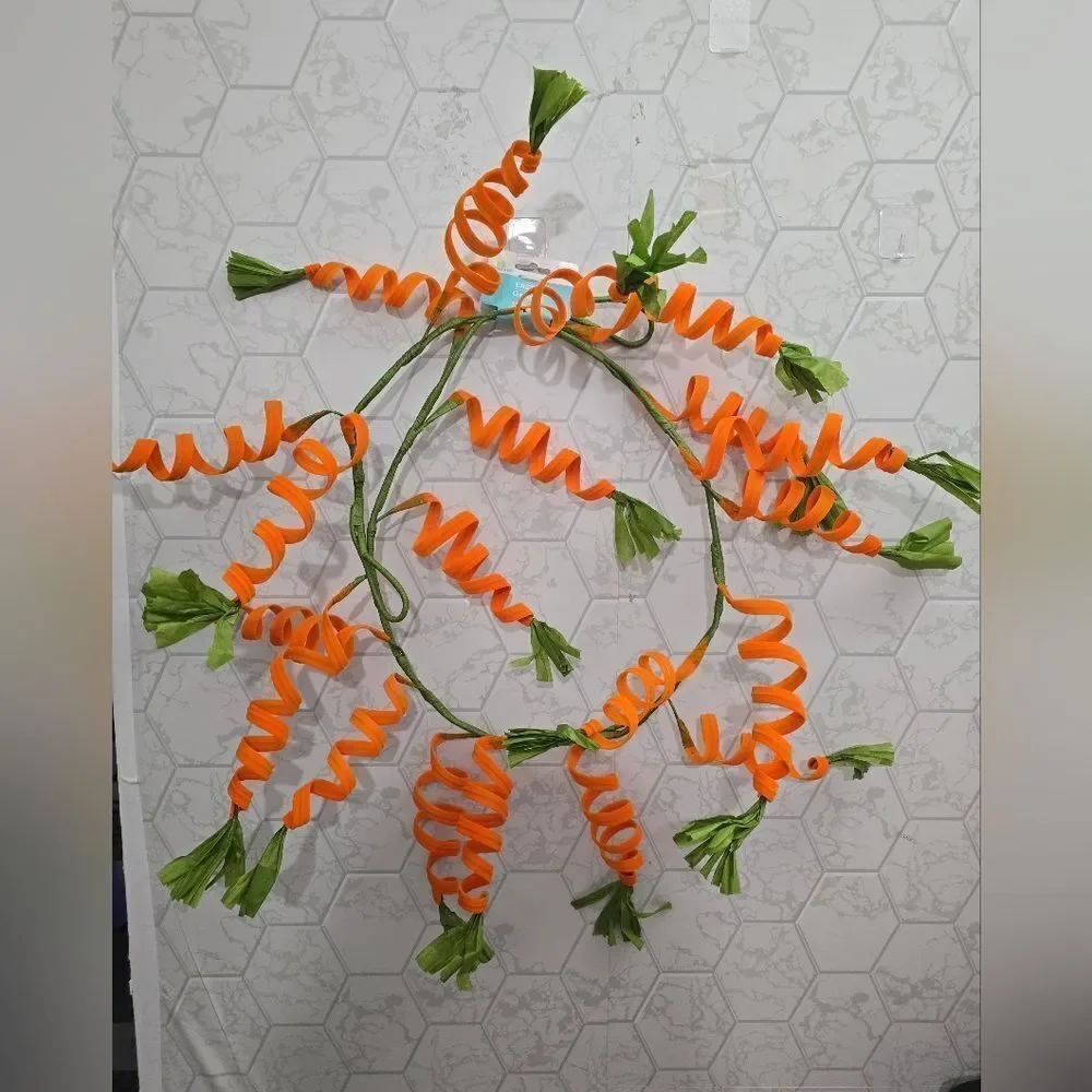 Easter Spiral Orange Carrot Spray Coiled Carrot Garland Spring Decor, New