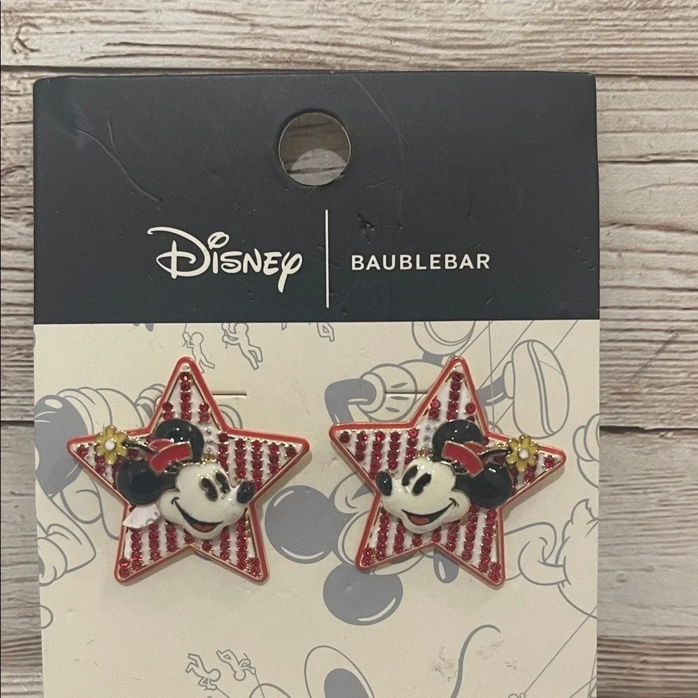 Disney Minnie Mouse Red, White, Black Star‎ Earrings NEW