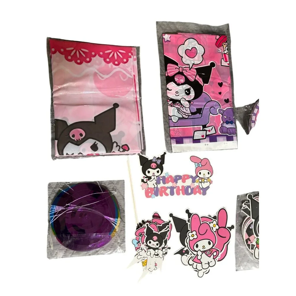 Kuromi Birthday Party Decorations Tableware Set Plates Balloons‎