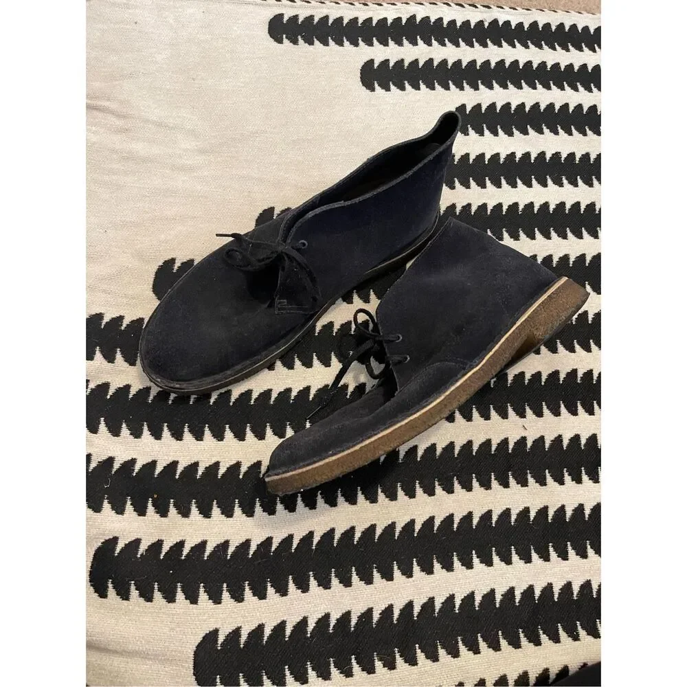 Clarks Originals 10 1/2 Blue Suede Desert Boots Beeswax Crepe‎ Soles Ankle