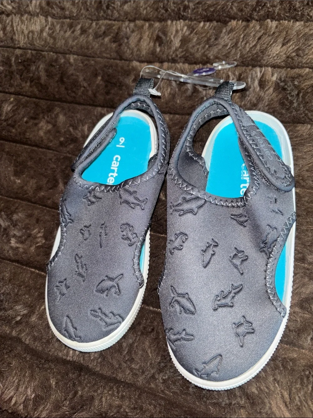 Carter's Gray Shark-Pattern‎ Kids Water Shoes