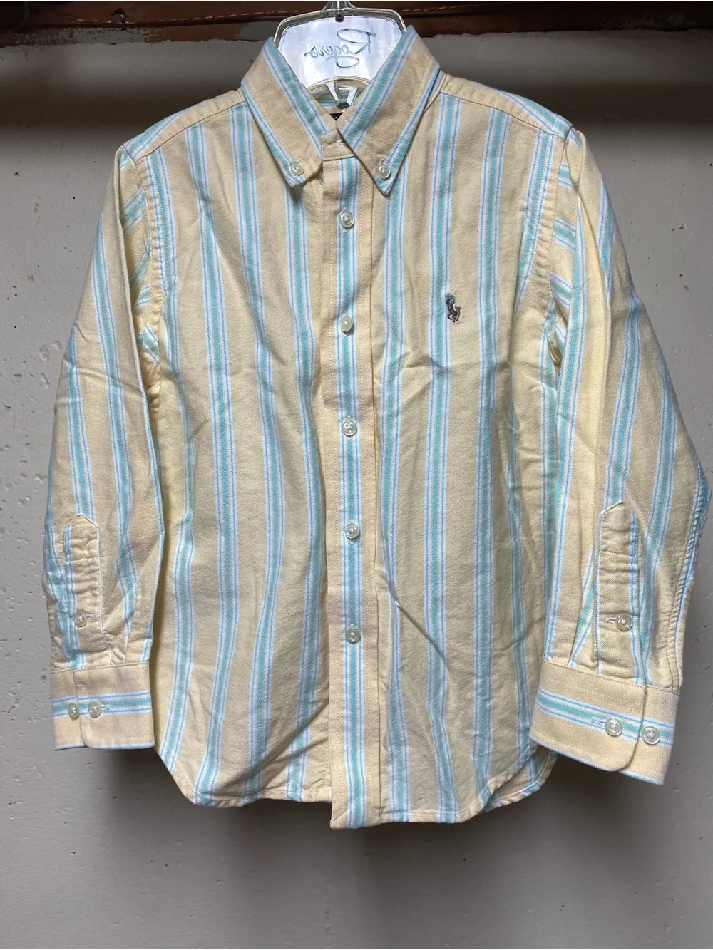 Vintage Ralph Lauren yellow blue striped button down long sleeve Sz 4