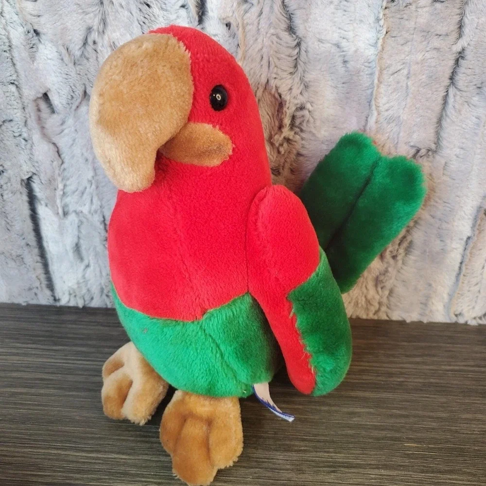 Vintage 1983 Carousel By‎ Guy Red & Green Parrot Love Bird Plush Stuffed Animal