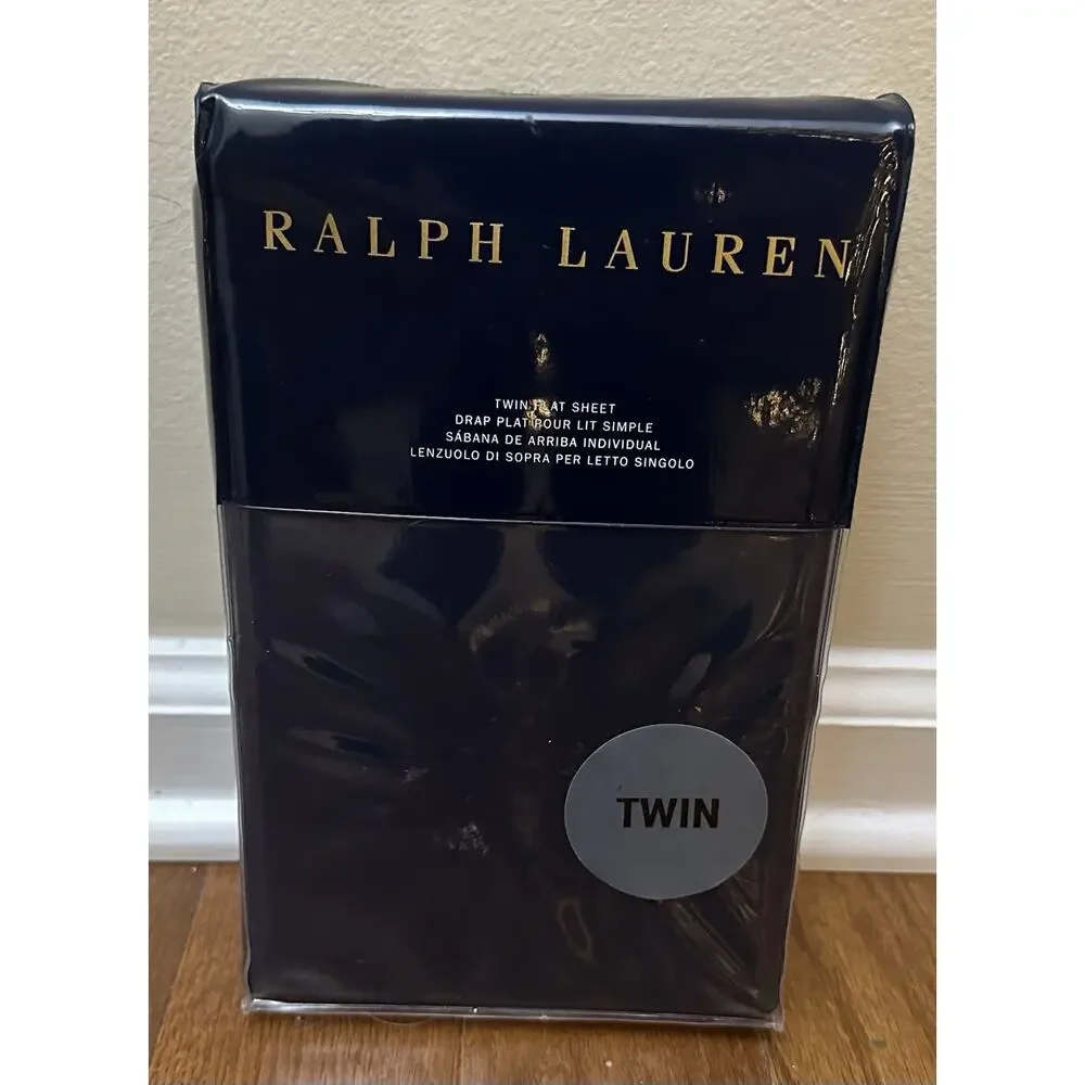 Ralph Lauren RL 464 TC Solid Percale‎ Polo Navy Twin Flat Sheet NEW