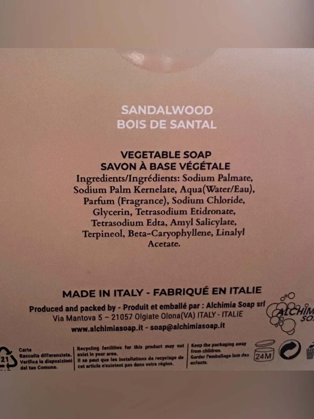 Alchimia Soap sandalwood distinct