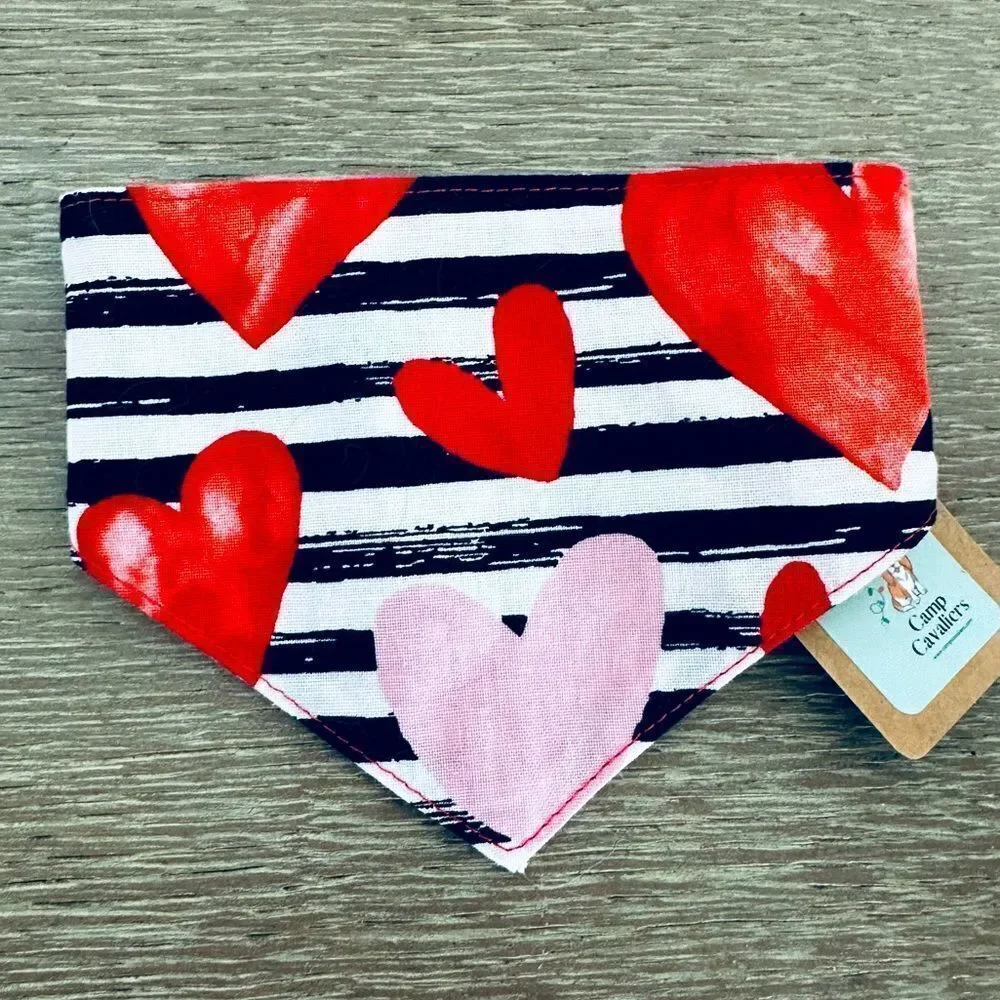 Dog Bandana Pet Neck Scarf Valentines Day Hearts XS