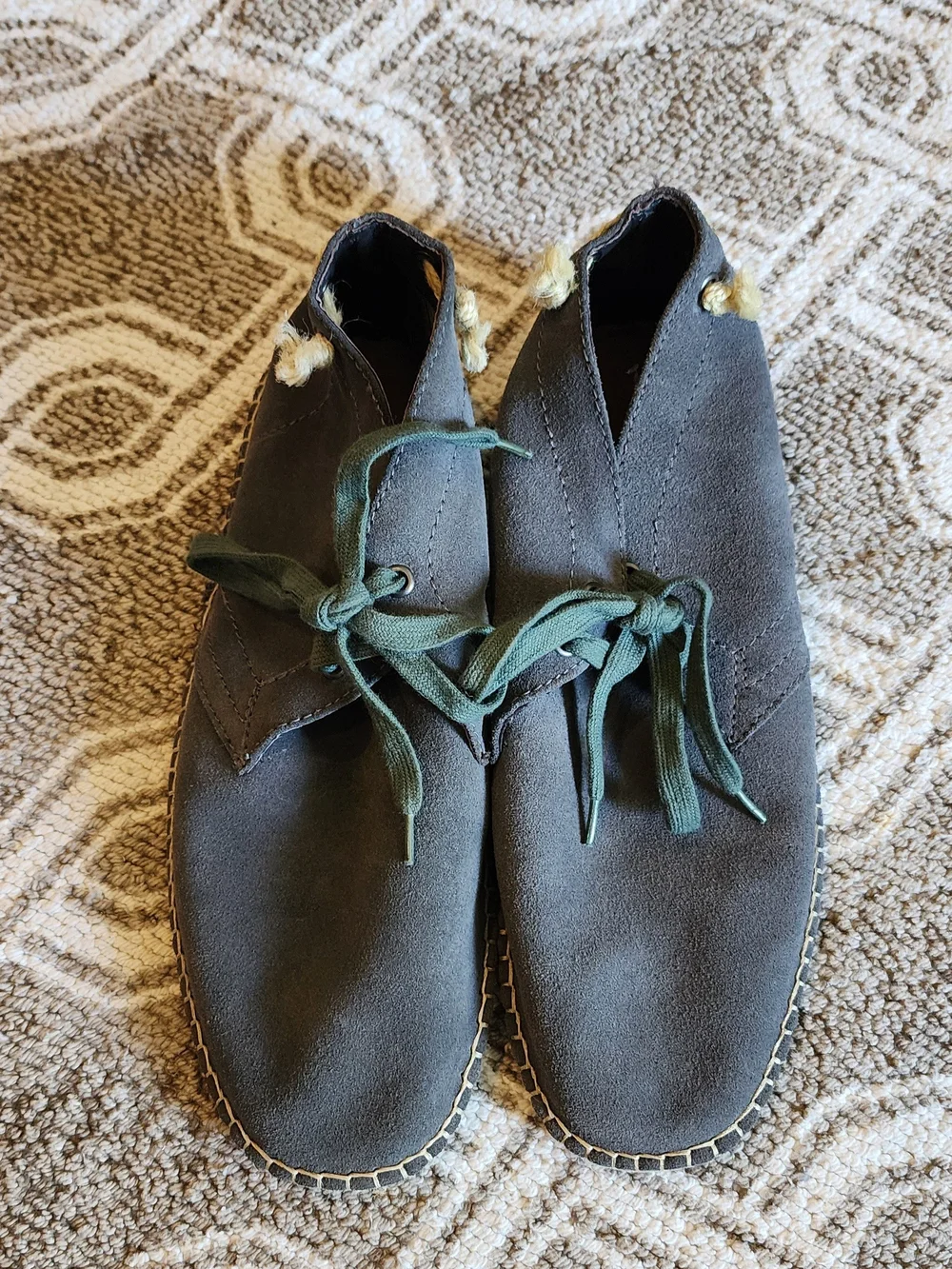 Aldo Gray Suede Chukka Boots with Green Laces