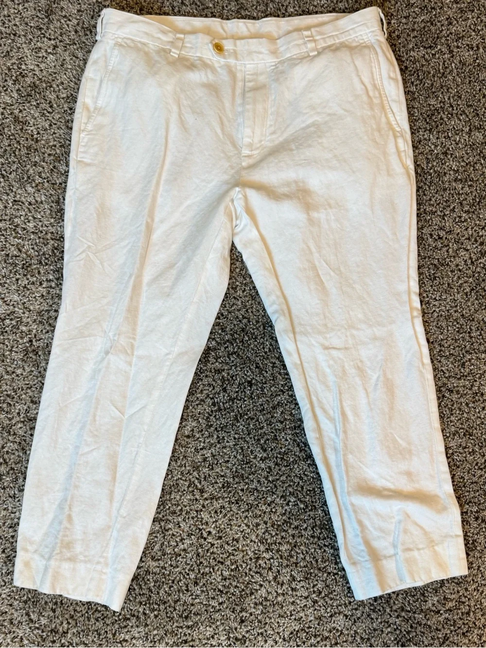 Brooks Brothers White Linen-Blend Chinos