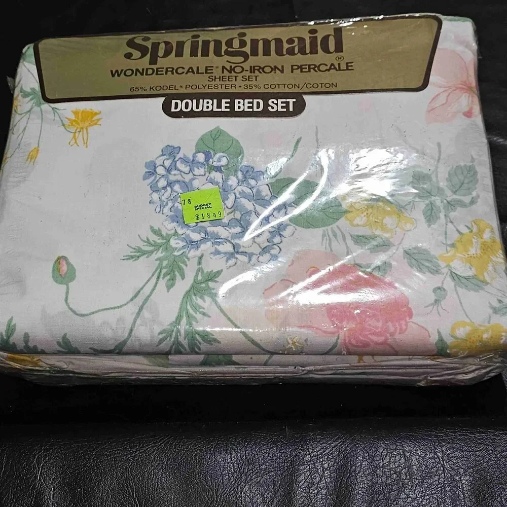NIP Vintage Springmaid Floral‎ Print Double Bed Sheet Set New NOS