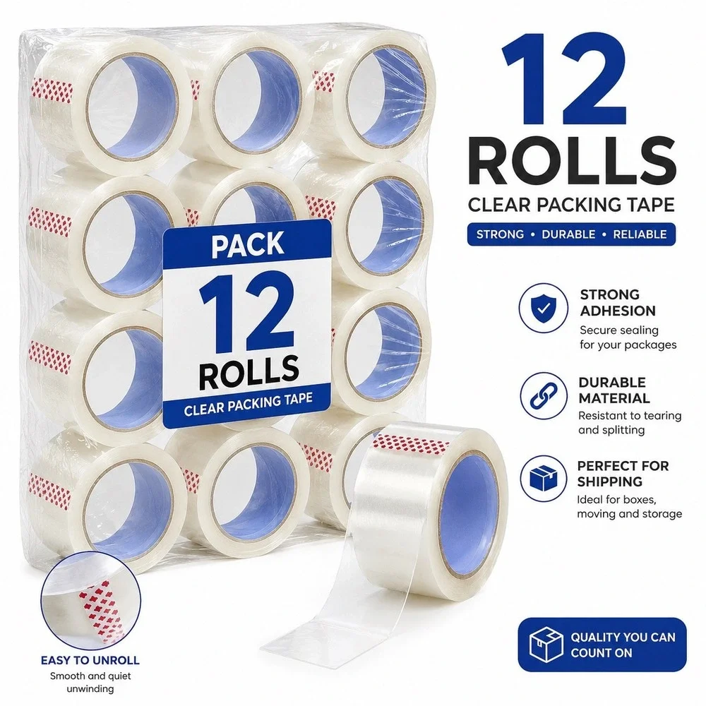 ProSeller Heavy-Duty Packing Tape 12-Pack – Strong‎ Adhesive Shipping Tape