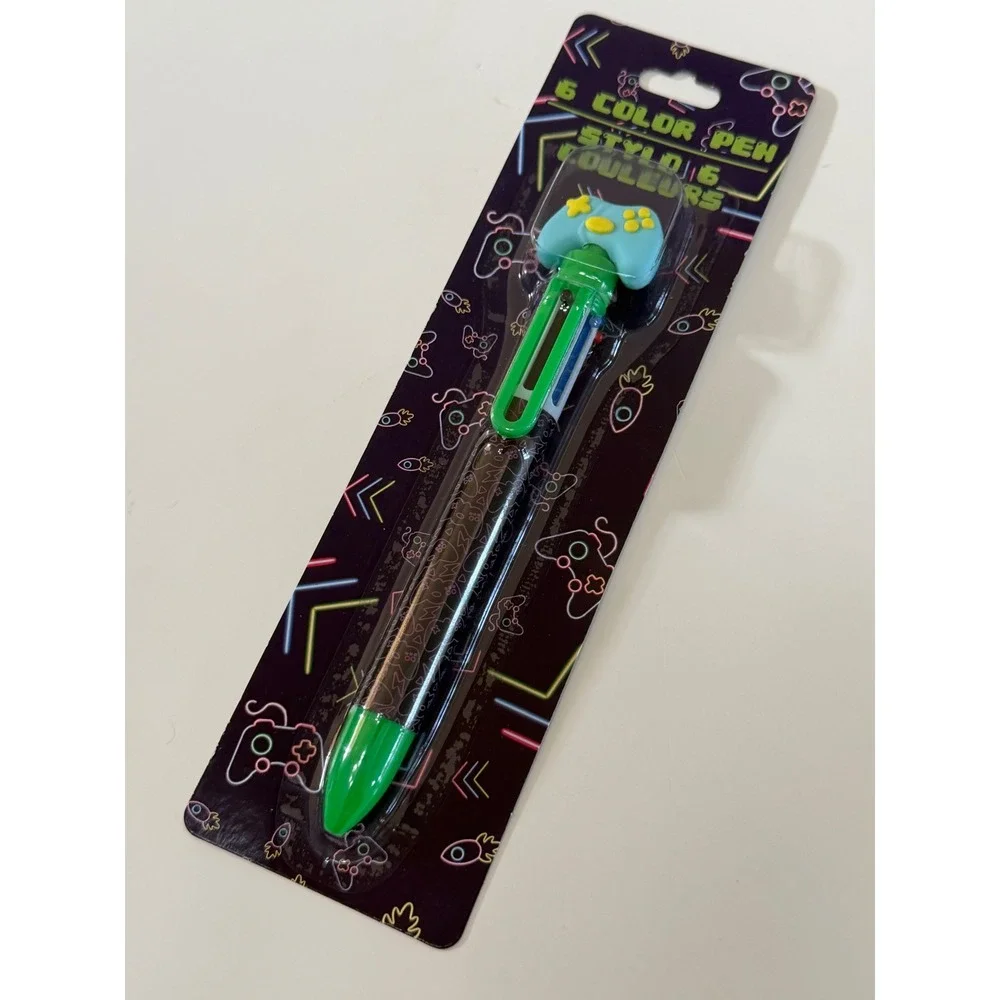 Gamer Video Game Controller 6‎ Color Retractable Ballpoint Pen Multi Ink Neon