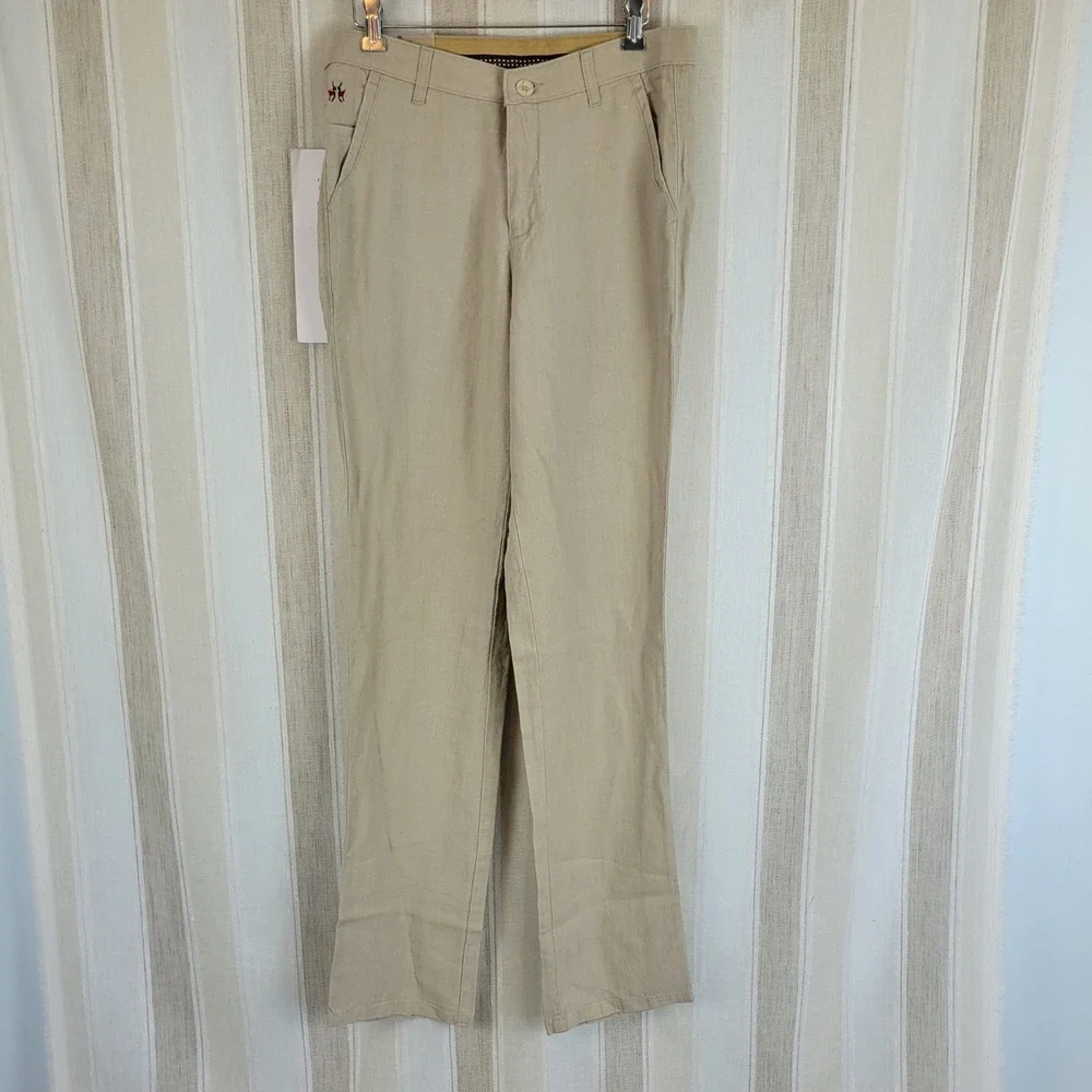 Crimsoune Club Flat Front Smart Fit‎ Basic Tan Khaki Casual Pants Size 32