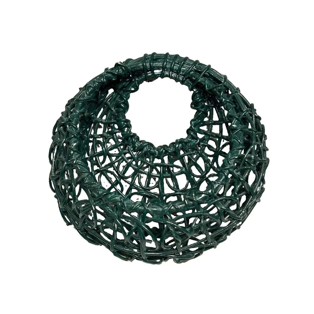 Vintage Dark Green Open-weave Vine Wall Pocket Basket Wicker Hanging Boho