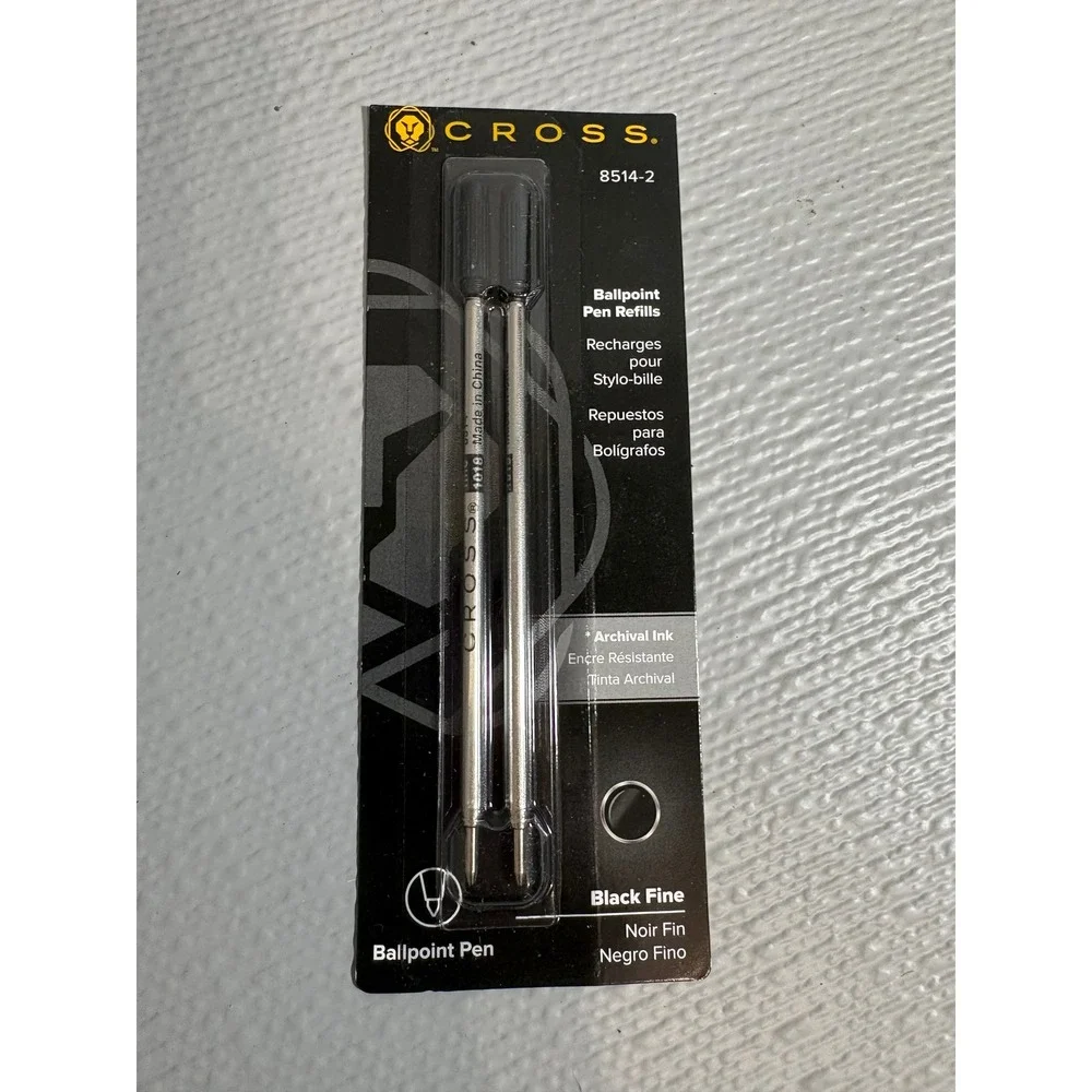 Cross Ballpoint Pen Refills 8514-2‎ Black Fine Archival Ink 2 Pack