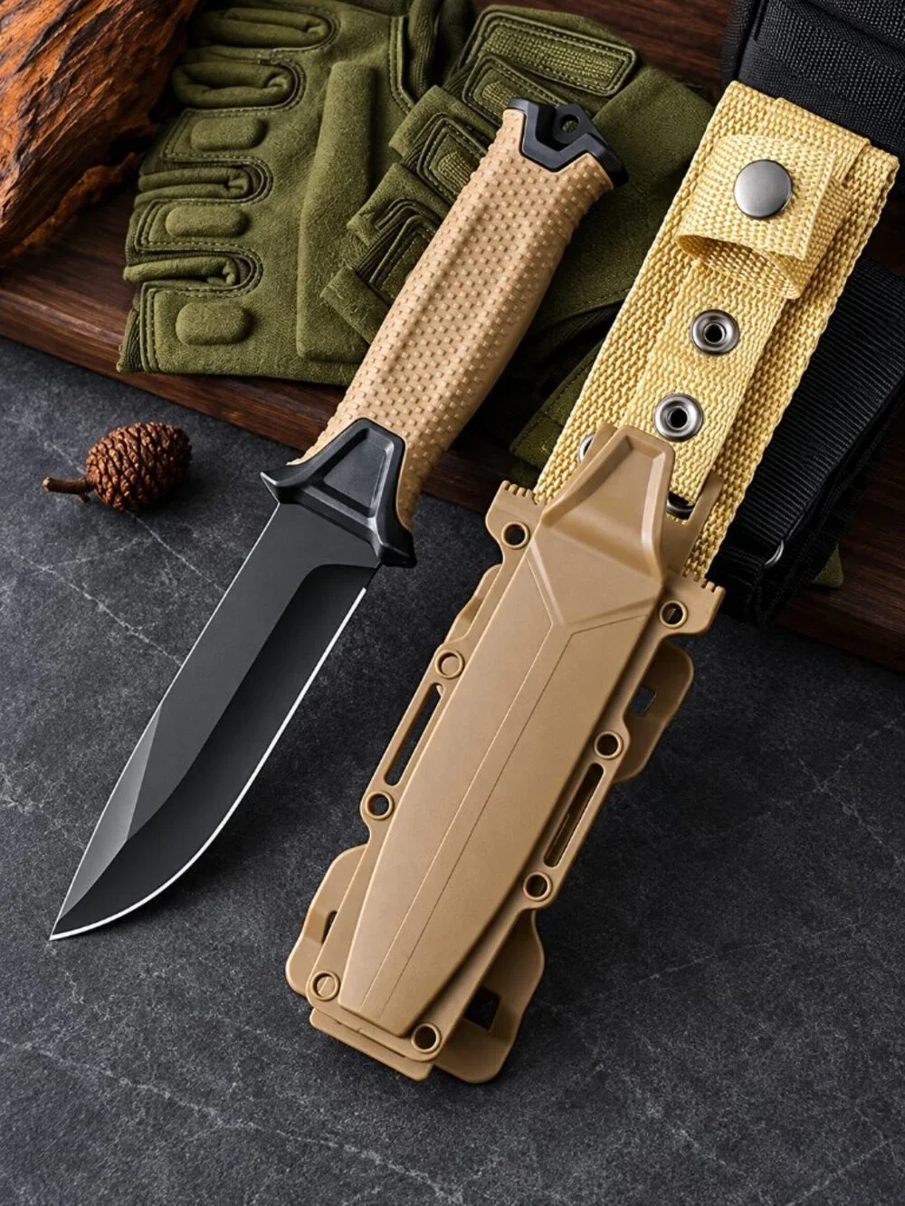 Gerber StrongArm Knife – Coyote Brown Serrated Fixed Blade, Pack of 5