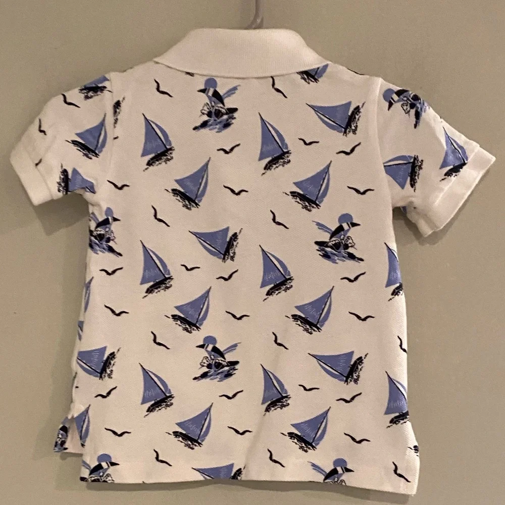 Ralph Lauren White Polo with Blue Sailboat Print