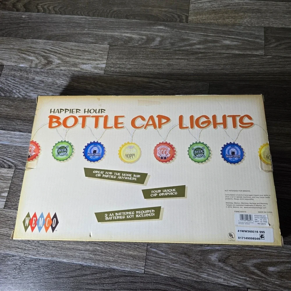 Wemco Bottle Cap String Lights‎ 10LED Battery Operated Beer Bar Decor Man Cave