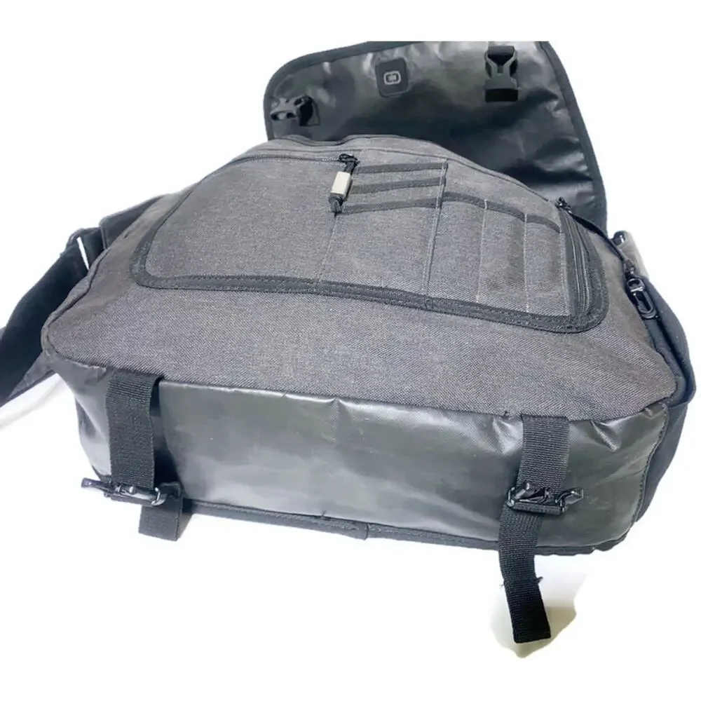 OGIO Laptop Messenger Bag Gray 16x11 Padded Shoulder Work School Travel