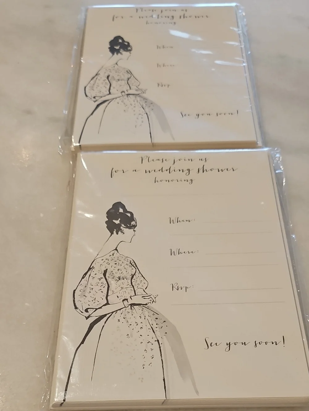 Elegant Bridal Shower Invitation Cards - (2) Pks Of 10 New