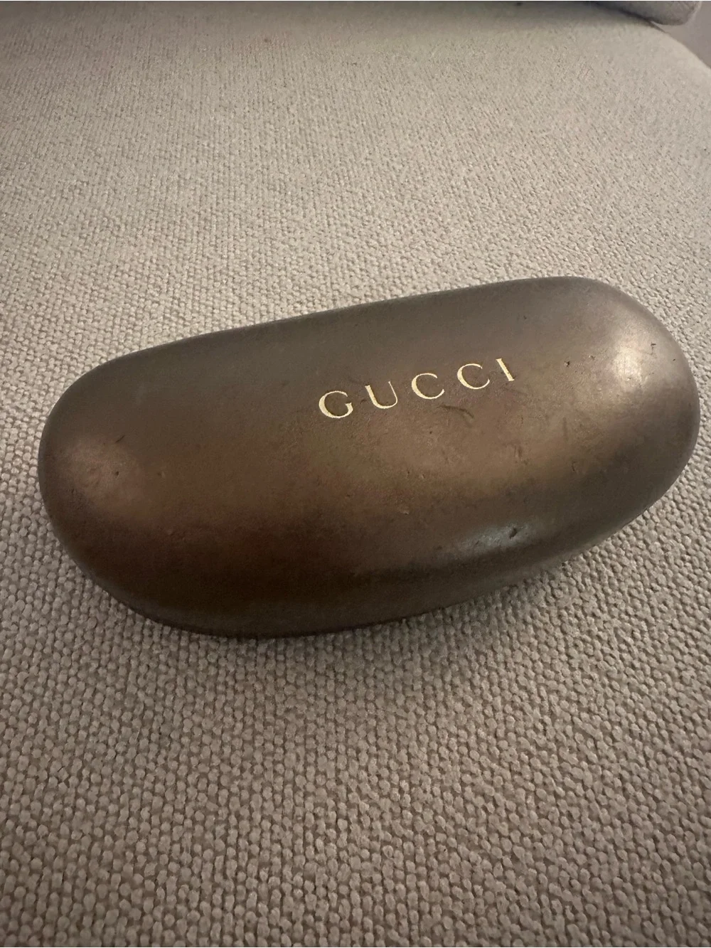 Gucci Brown Hard Sunglasses Case with Gold Logo