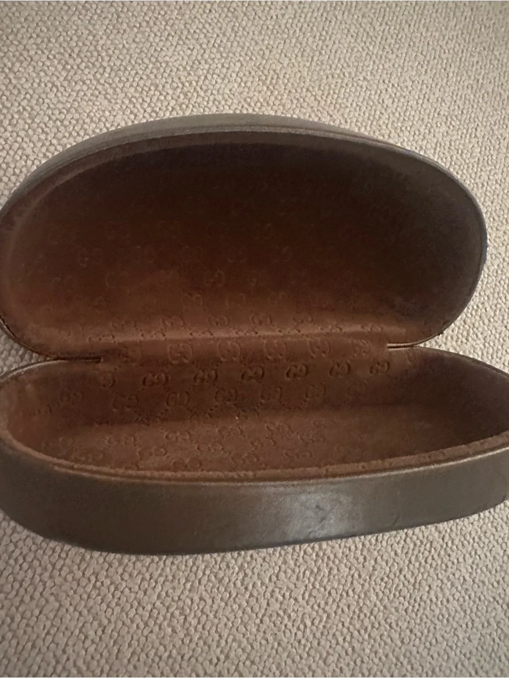Gucci Brown Hard Sunglasses Case with Gold Logo