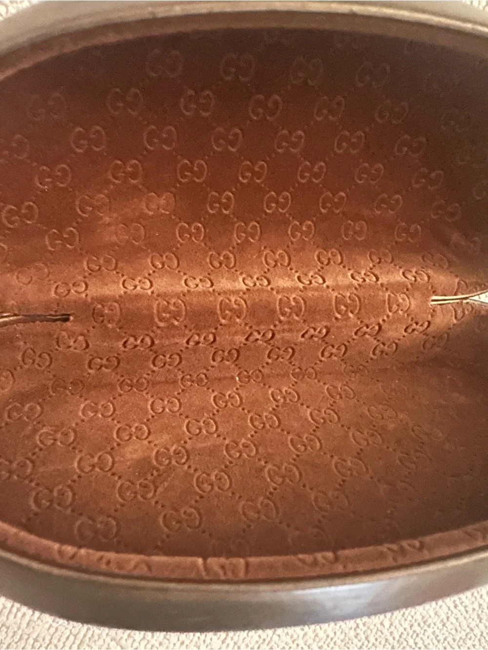 Gucci Brown Hard Sunglasses Case with Gold Logo