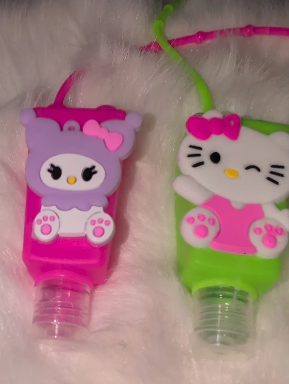 Hello Kitty Silicone Hand Sanitizer Holders in Pink & Lime Green - Set Of 2