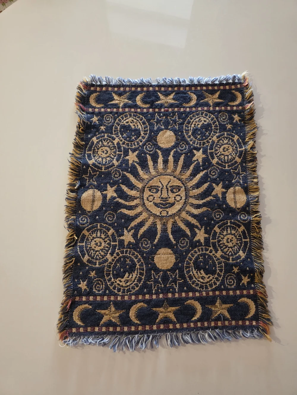 Vintage Navy and Gold Celestial Table Runner