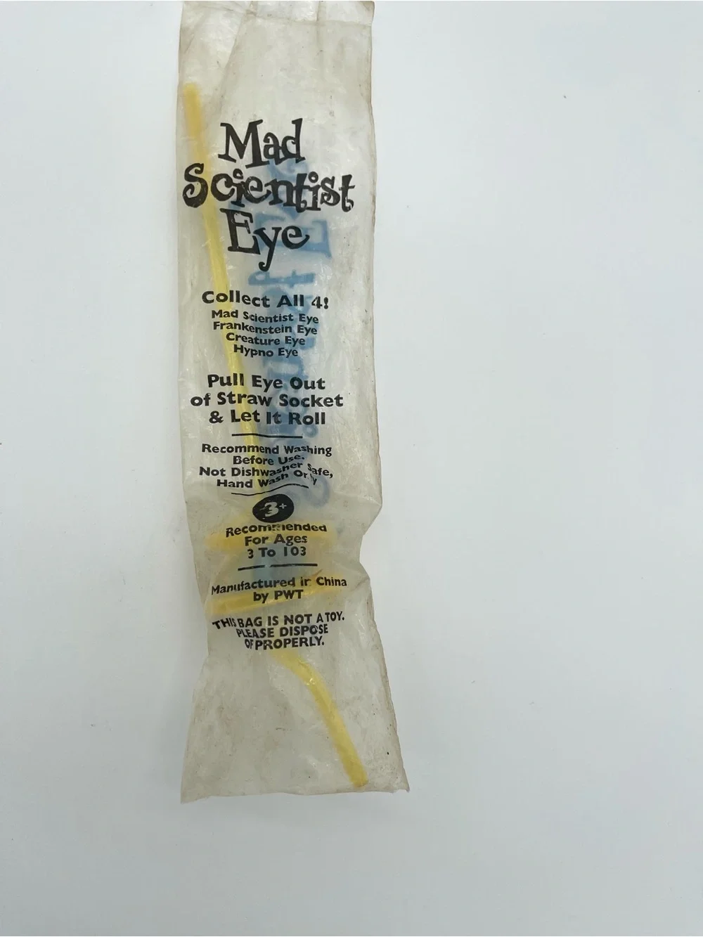 Vintage 1990's Taco Bell Floating Eyeball Crazy Straw Mad scientist Eye