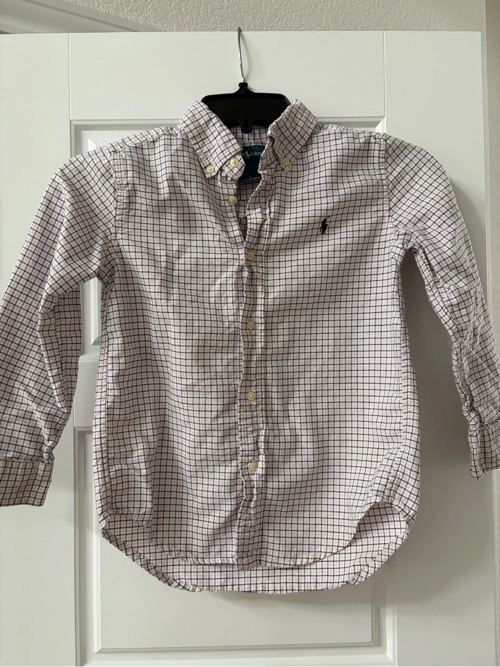 Ralph Lauren Boys' Button-Down Shirt - White with Navy & Red Check