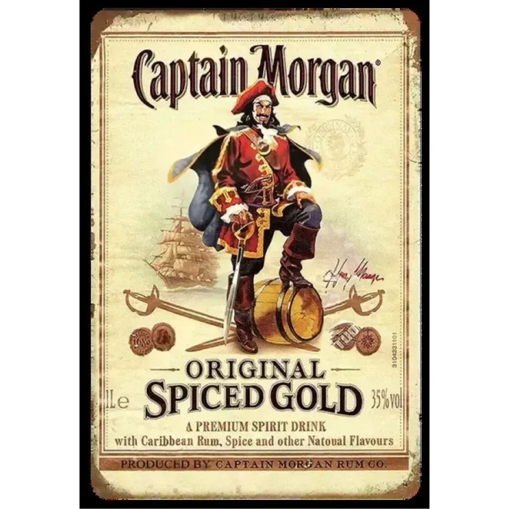 New Captain Morgan Rum‎ Tin Metal Sign 8x12 Inches Man Cave Bar Den Garage