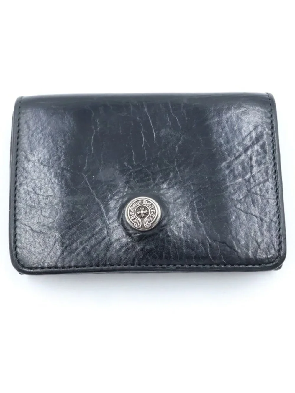 Chrome Hearts Open Wound Trifold Wallet Leather Black