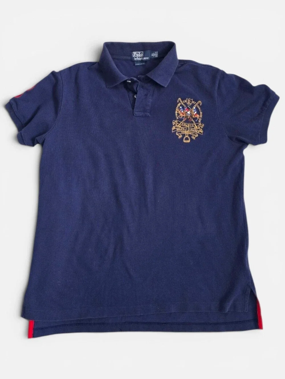Polo Ralph Lauren Triple Pony Navy Blue Custom Fit‎ Polo Top