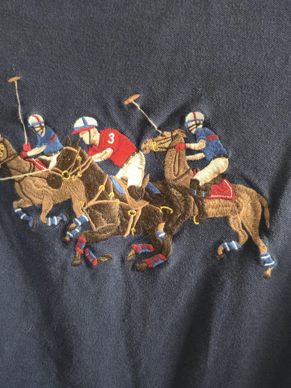 Polo Ralph Lauren Triple Pony Navy Blue Custom Fit‎ Polo Top